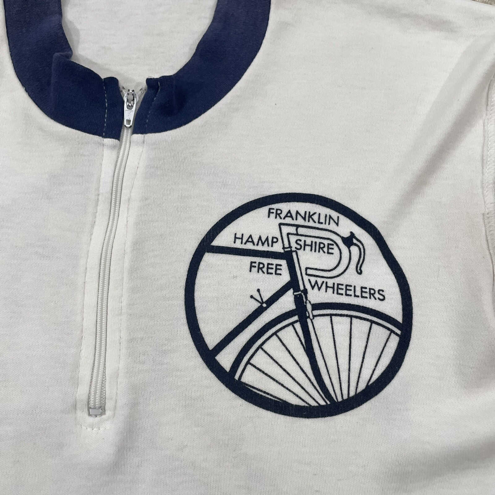 Vintage 80s Franklin Hampshire MA Cycling Jersey 1/4 Zip Cotton Blend Bike Top