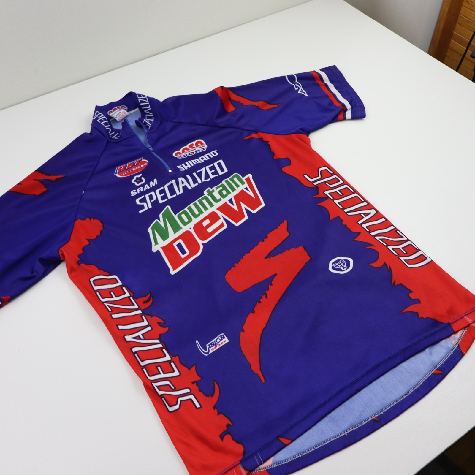 Vintage Specialized Mountain Dew Cycling Jersey Mens Large/M Bike Pro Team Shirt