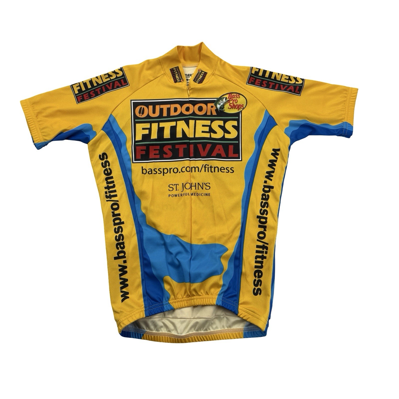 Vomax Bass Pro Shops Cycling Jersey Mens XS Yellow Zip Short Sleeve Outdoor