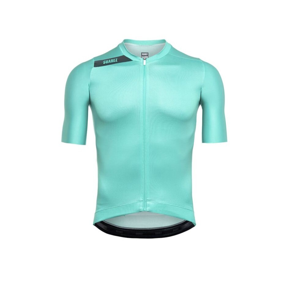 2025 Men’s Avant Solid Cream Turquoise Short Sleeve Cycling Jersey by Suarez