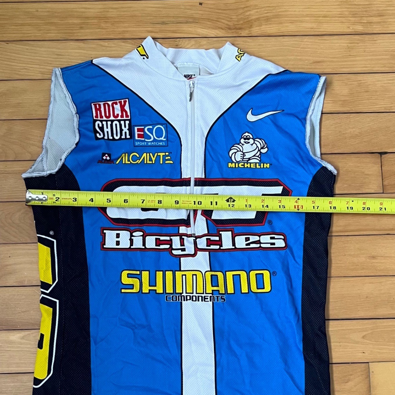 Vintage Nike GT Bicycles Cycling Jersey Vest Shimano Michelin Blue Mens Small