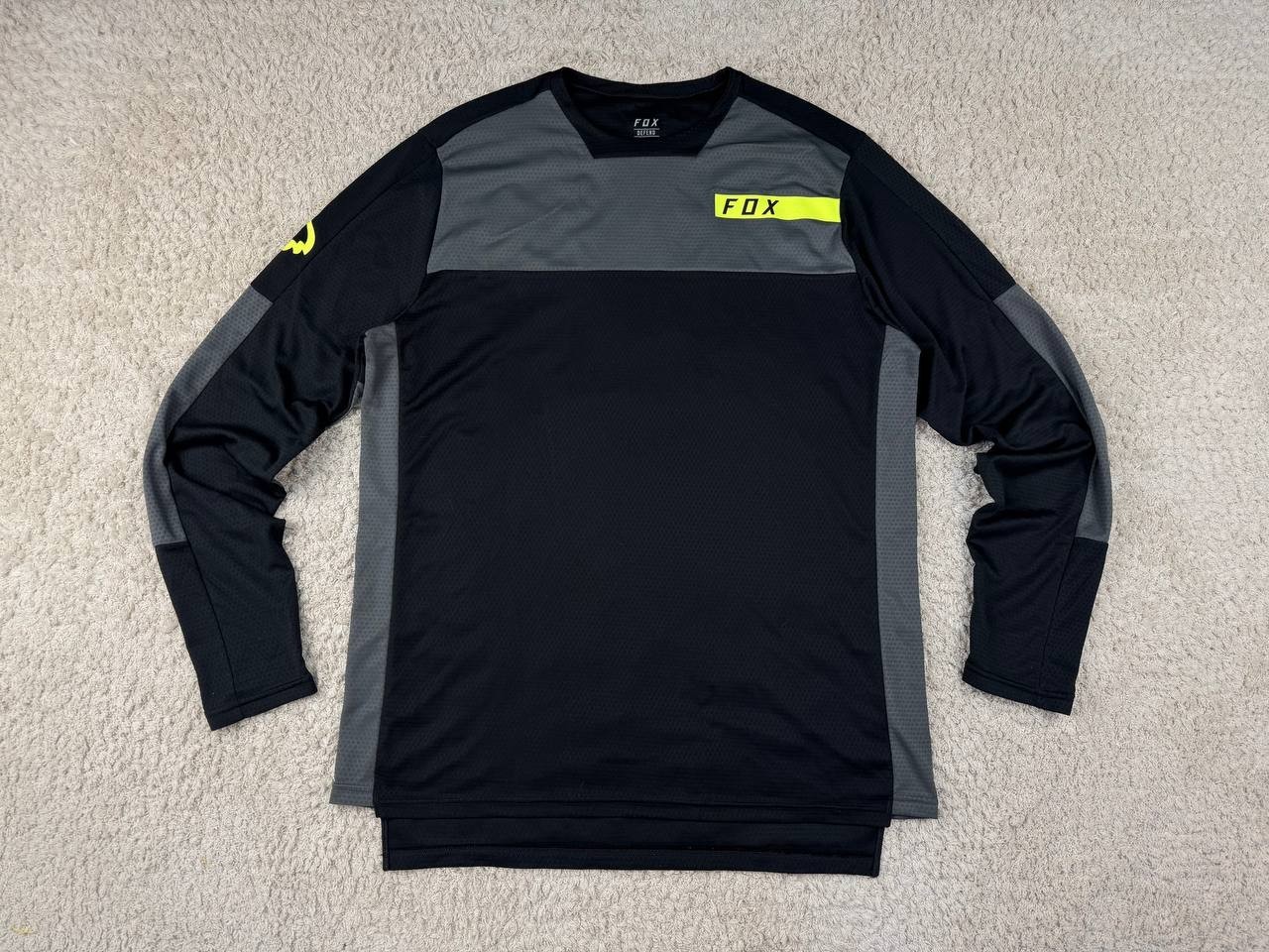 Men’s Fox Defend Gray Long Sleeve MTB Downhill Casual Cycling Jersey Logo