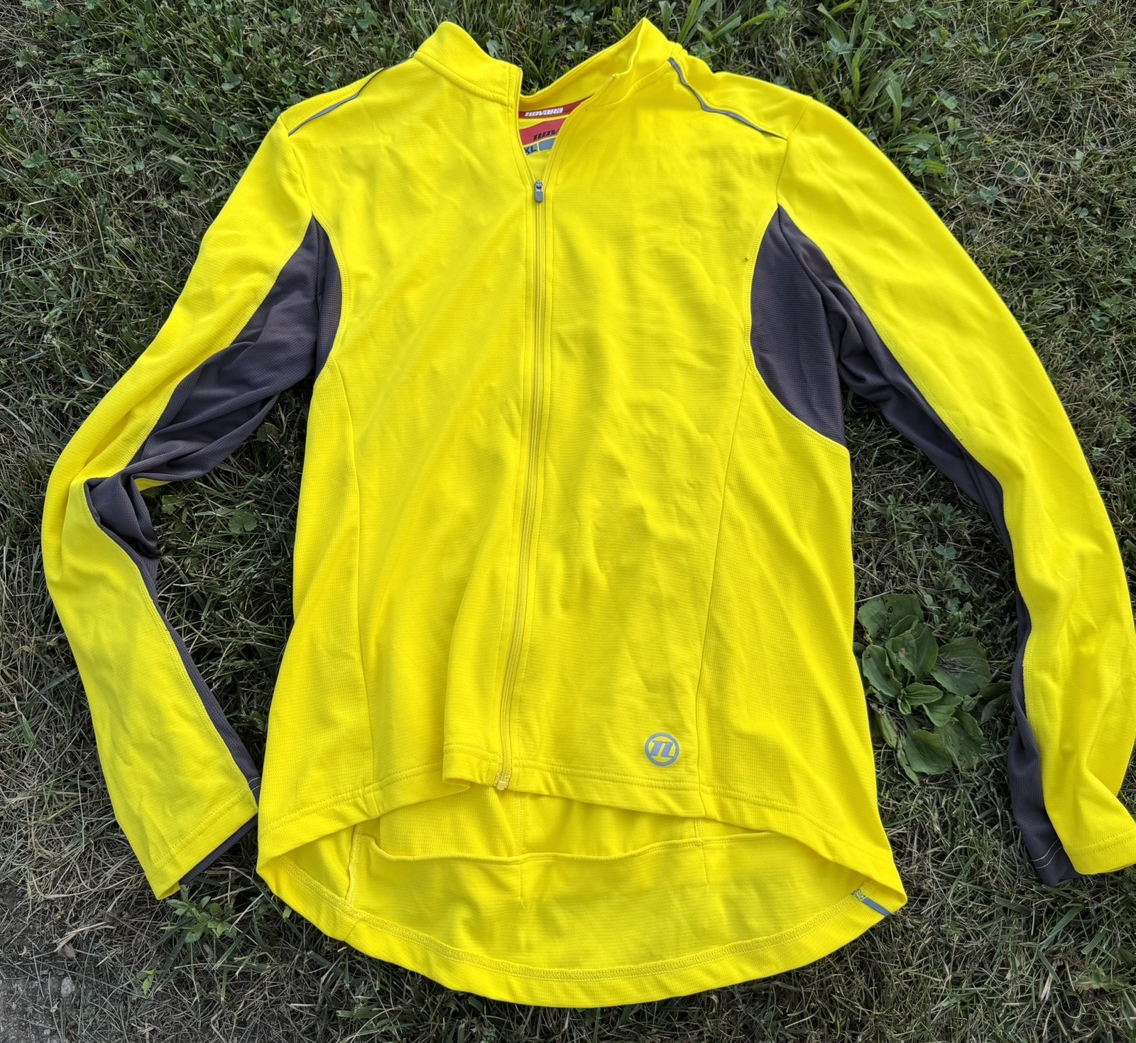 Novara Men’s XL Long Sleeve Cycling Jersey Yellow Gray Full Zip REI Road Bike