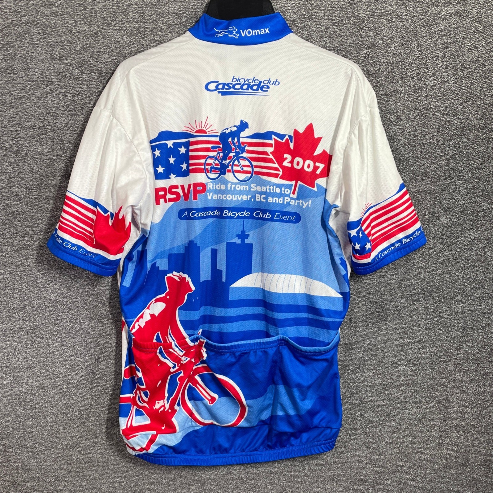 VOmax Cycling Jersey Mens L Cascade Bicycle Club RSVP 2007 Seattle Vancouver
