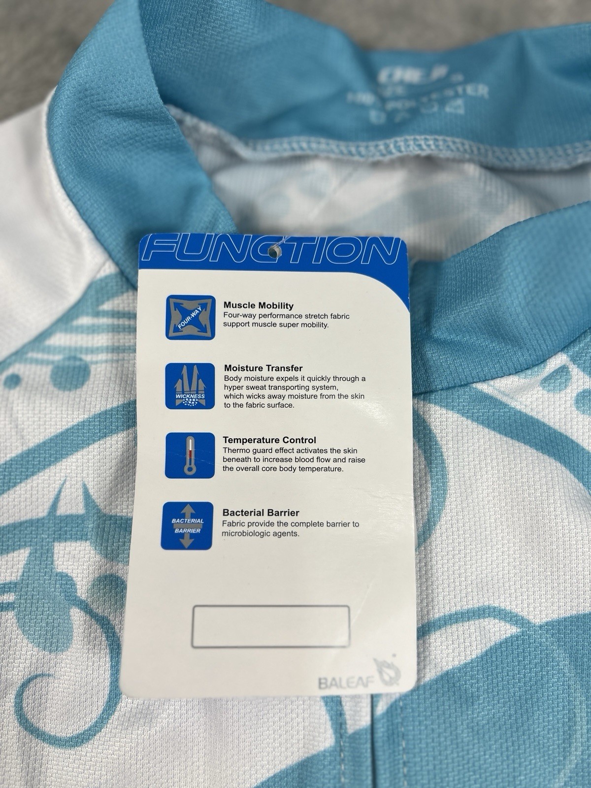 Baleaf/CHEJI Womens Cycling Jersey Full Zip Short Sleeve White Blue Floral S NEW