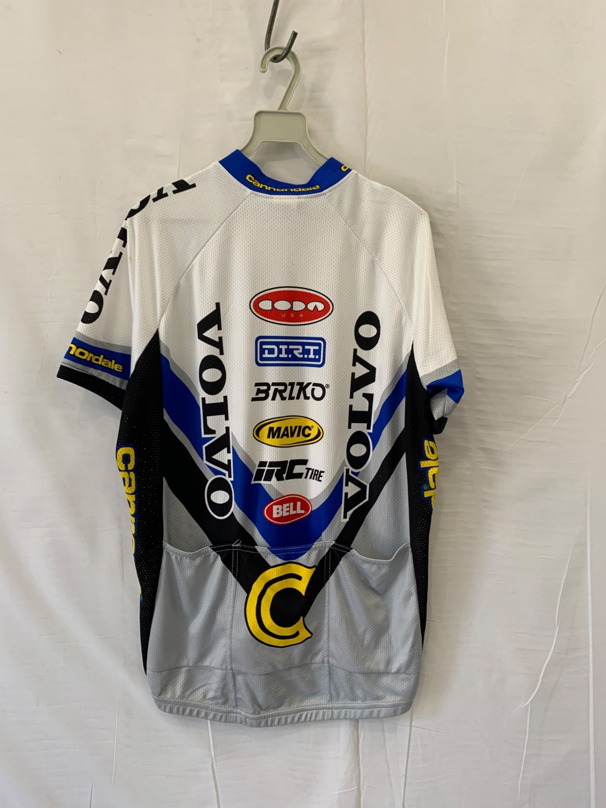 Vintage 90s Volvo Cannondale Cycling Jersey Mens L White Blue MTB USA Made #2