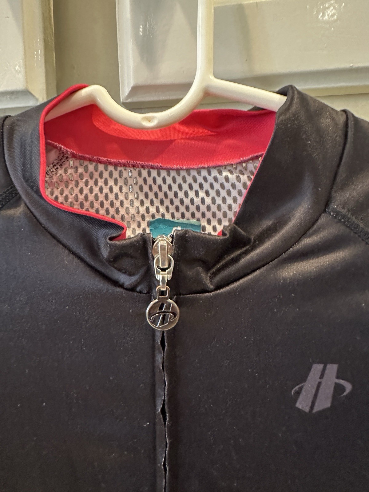 Hincapie L Cycling Jersey Black Pink Geometric Short Sleeve Half Zip Pockets