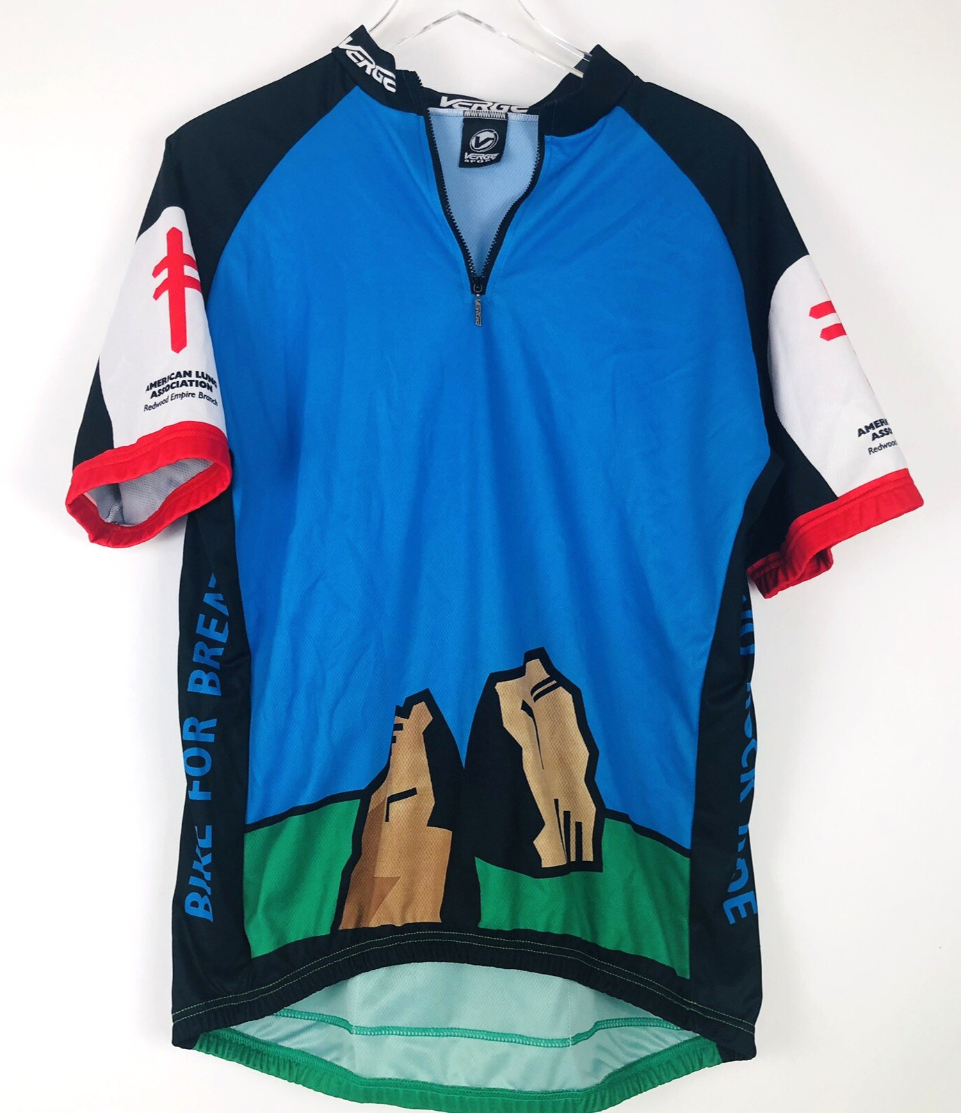 Verge Sport Mens Synthetic Bicycle Jersey Ride For Breath Lung Cancer Size XL