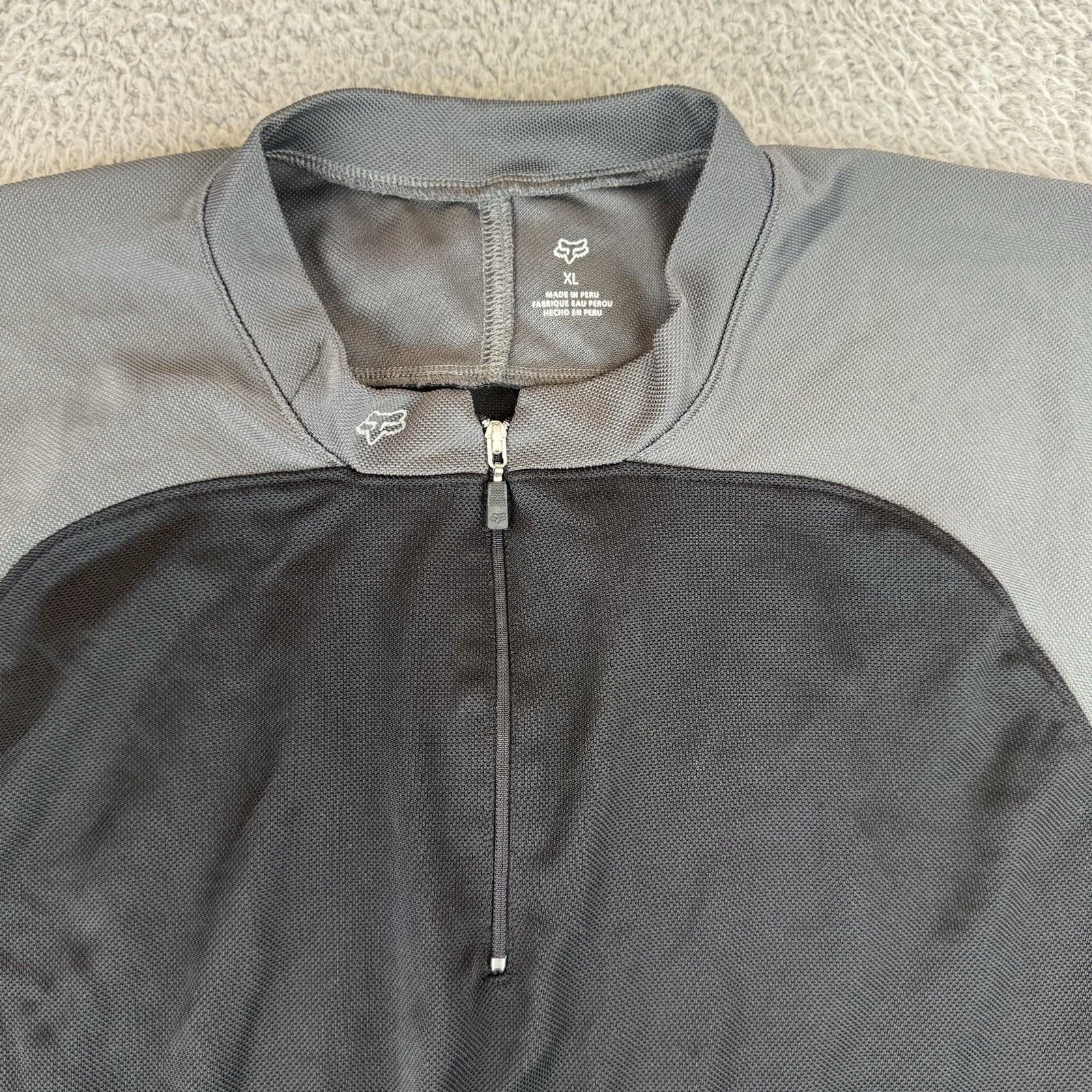 Vintage Fox Cycling Jersey Mens Xl Black Gray Long Sleeve Full Zip Pockets y2k