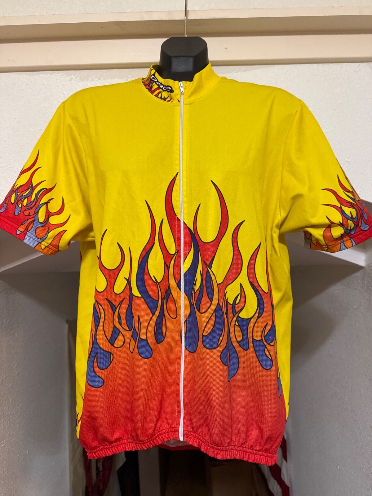 Pace Sportswear Cycling Bike Jersey Multi-Color Flames Full Zip XXL