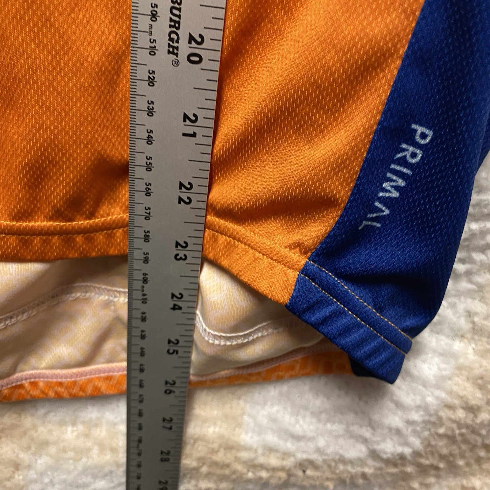 Primal Cycling Jersey Mens Medium 1/4 Zip, Rear Pockets Progressive Orange Black