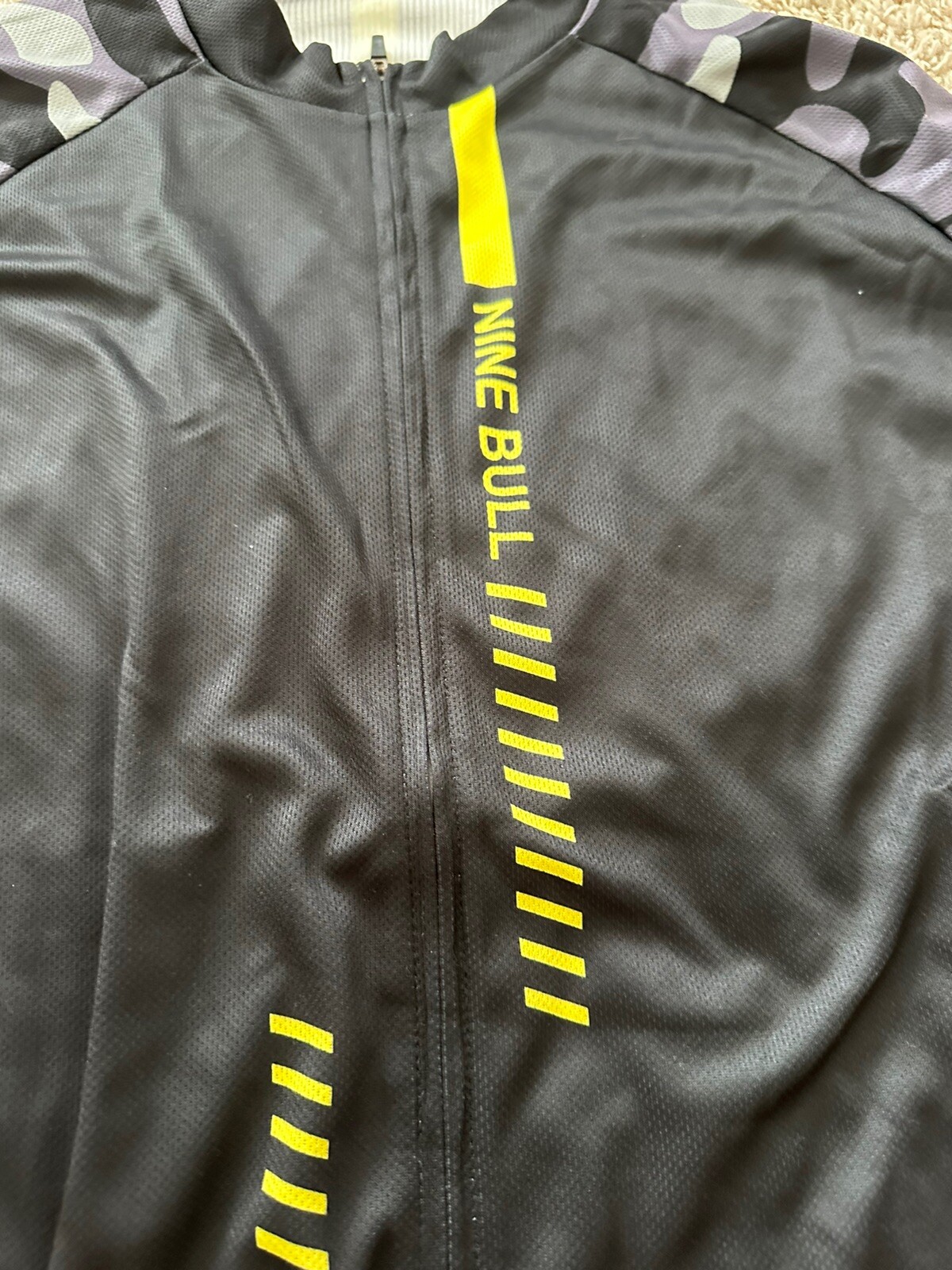 Nine Bull Bicycle Cycling Men Long Sleeve Camo Back Pockets Shirt Size XL Zip