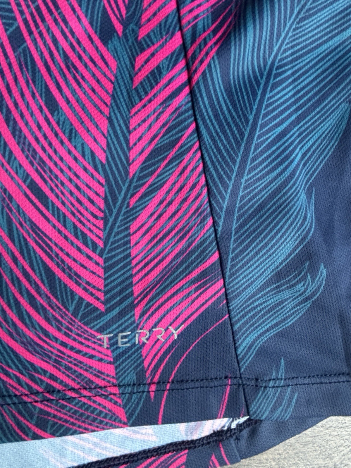 Terry Cycling Mesh Sleeveless Bike Jersey Tank Top Pink Blue Feathers Pockets L