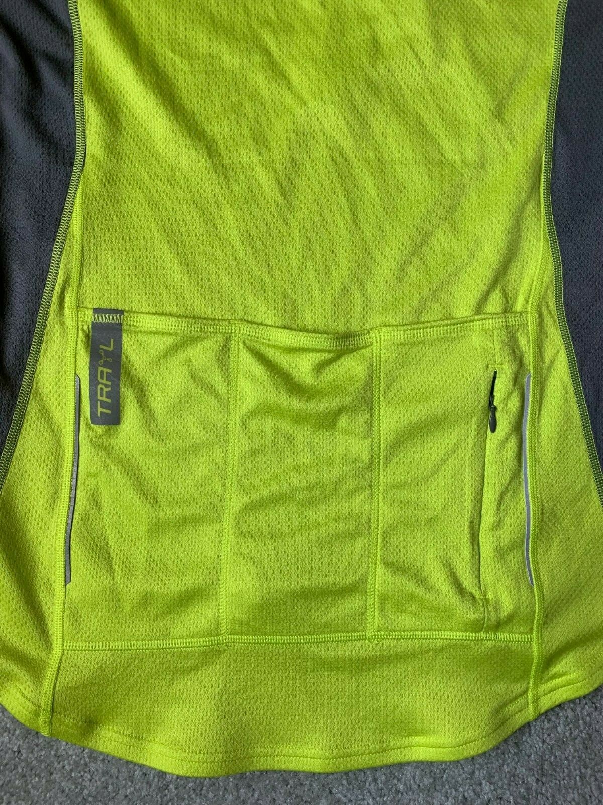 Mens Trayl Lime Yellow Short Sleeve Cycling Jersey size M Bike half zip