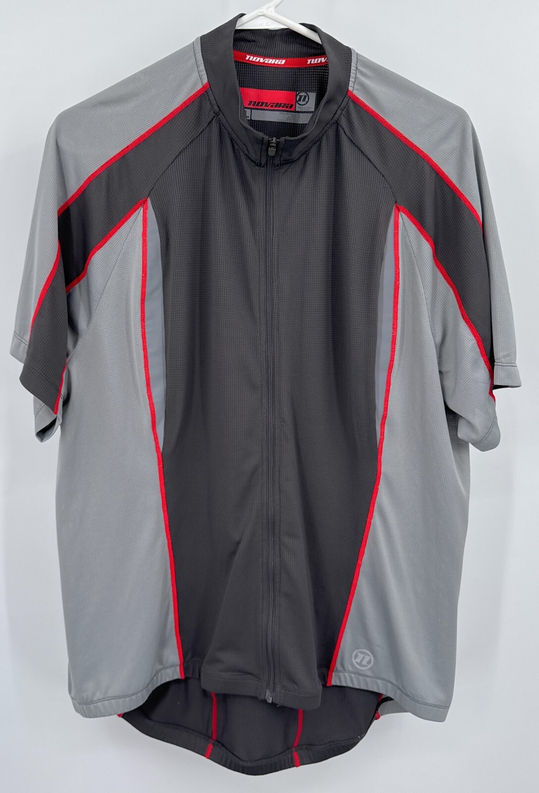 Novara Cycling Jersey Adult XL Gray Black Short Sleeve Rear Pockets Full Zip