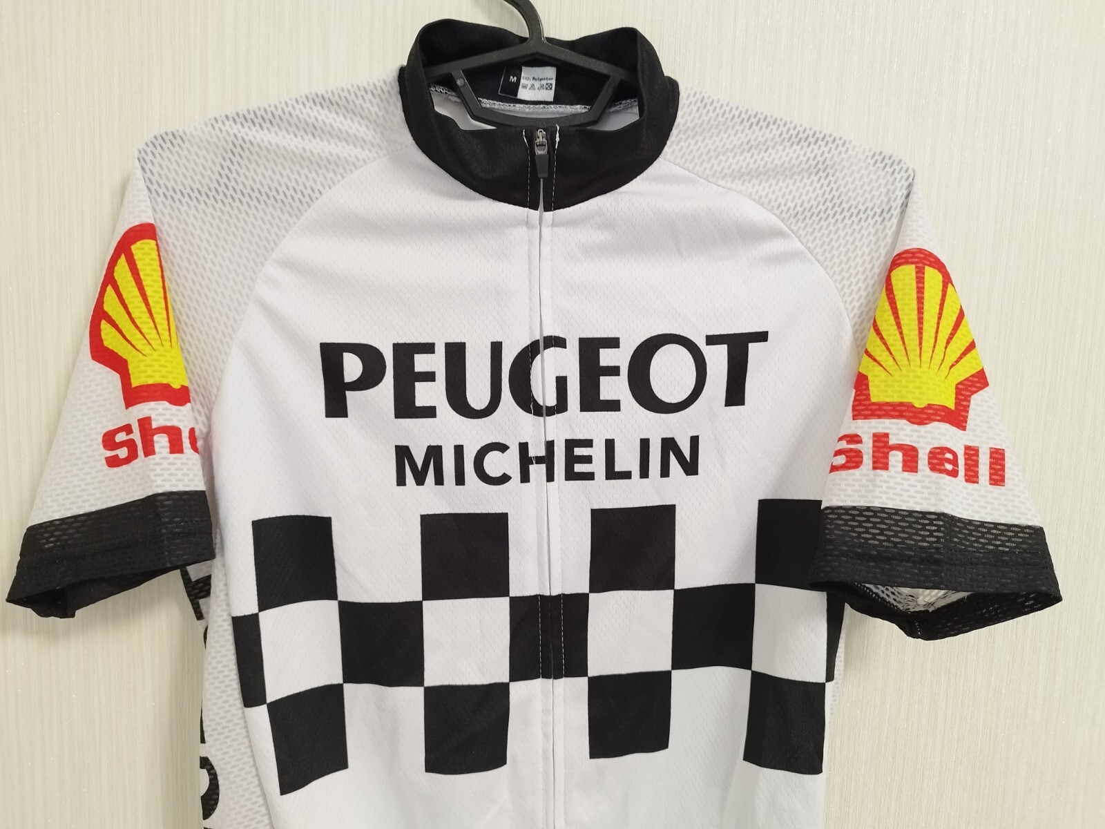 Sz M adult Peugeot Michelin Shell cycling jersey