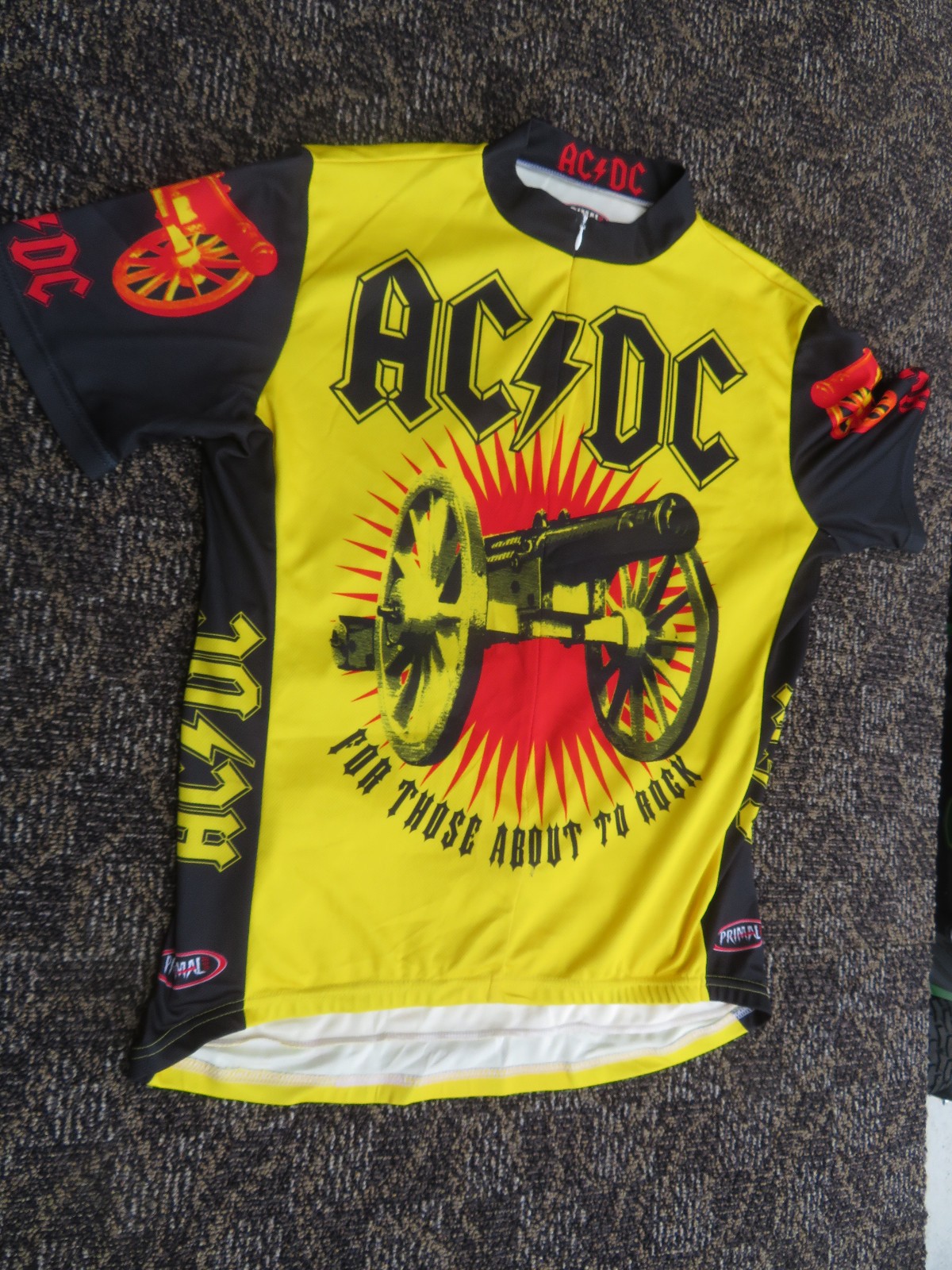 Vintage AC/DC Primal Wear Men’s Bicycle Cycling Jersey 80s Rock Band Spellout XL