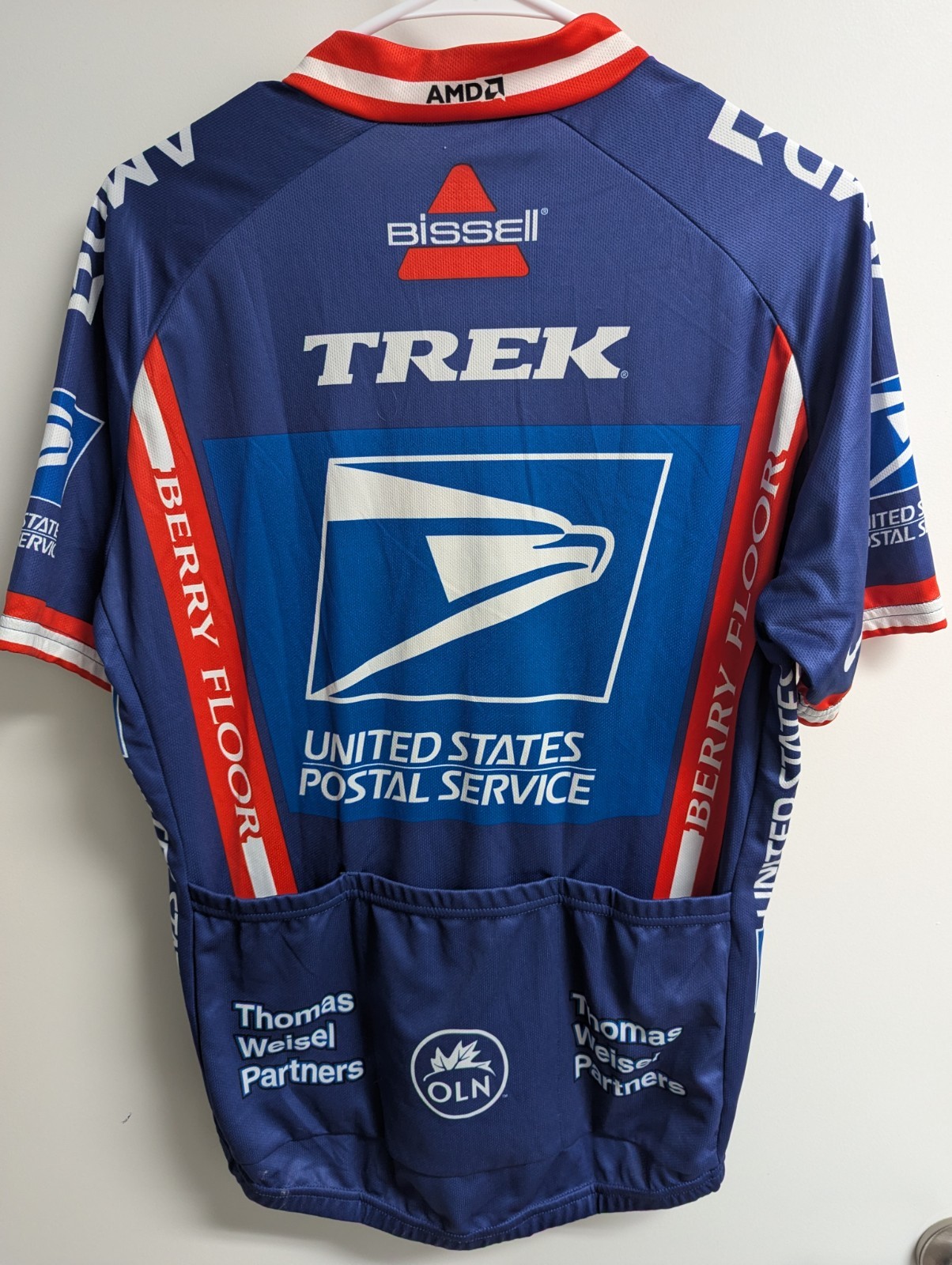 Nike USPS Trek Cycling Jersey Large Dri-Fit Team Postal Service Bike Shirt EUC
