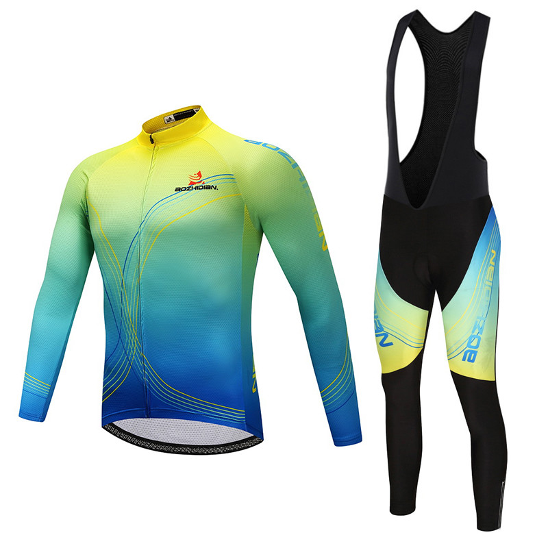 Men’s Bicycle Clothing Long Sleeve Cycling Jersey and Padded (Bib) Tights Kit
