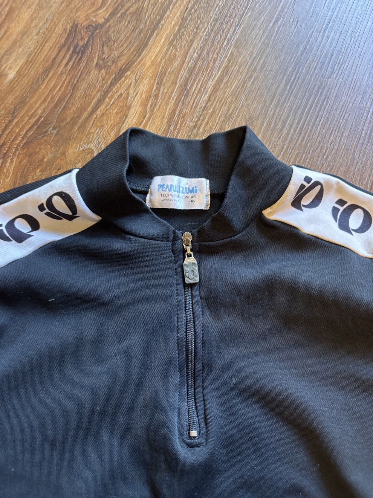 Vintage Pearl Izumi Cycling Jersey Medium Mens Long Sleeve 1/4 90s USA Black