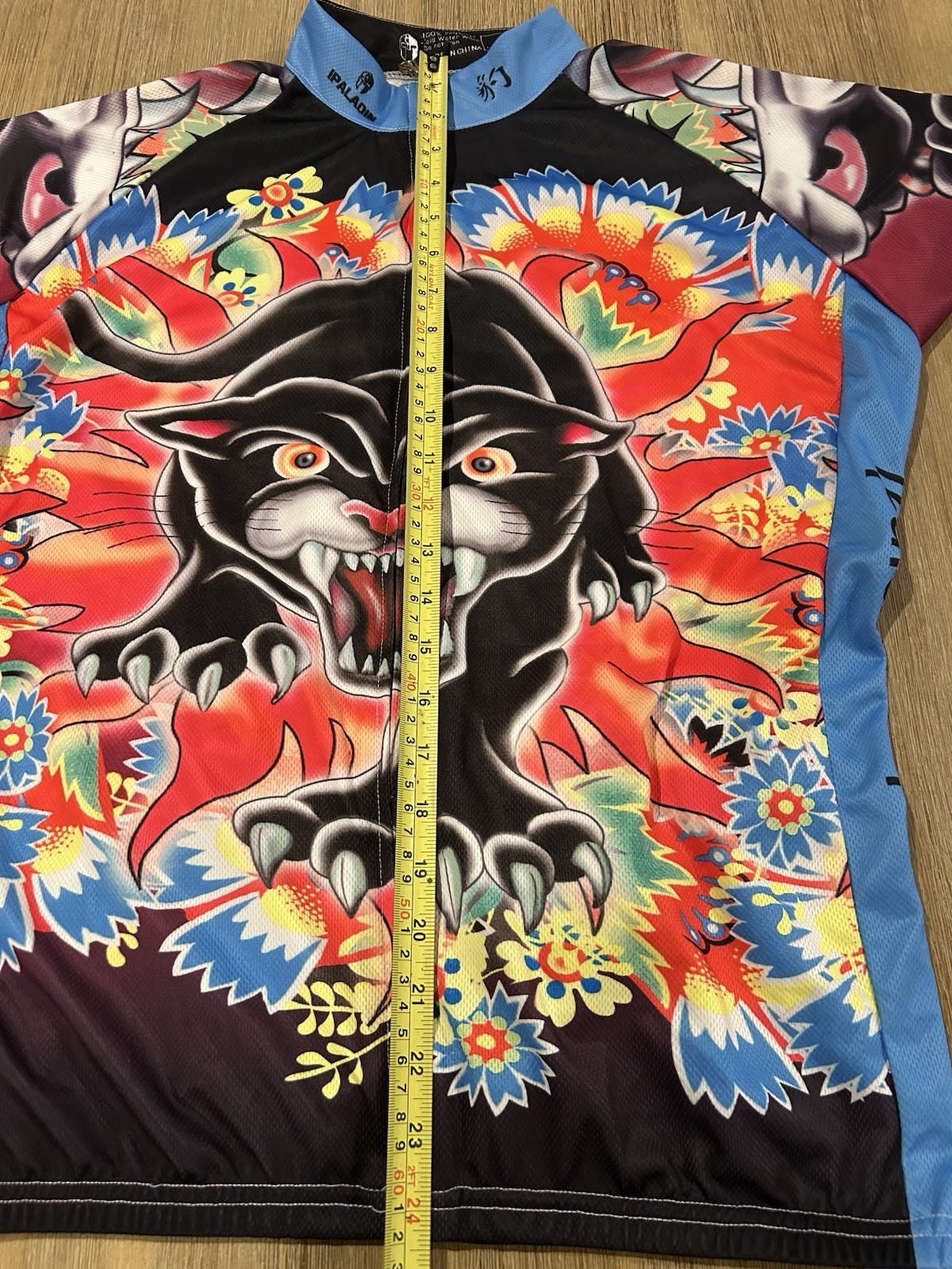 Paladin Floral Panther Tattoo Cycling Jersey Mens Sz 2XL Full Zip Hippie EUC