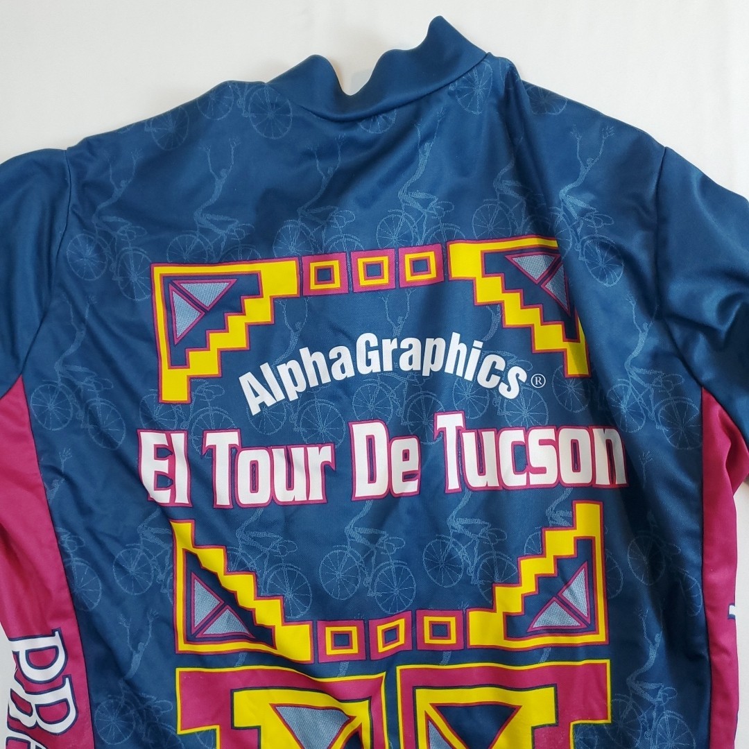 Vintage 90s Y2K Pearl Izumi El Tour De Tucson Cycling Jersey XL USA 3/4 Zip Top