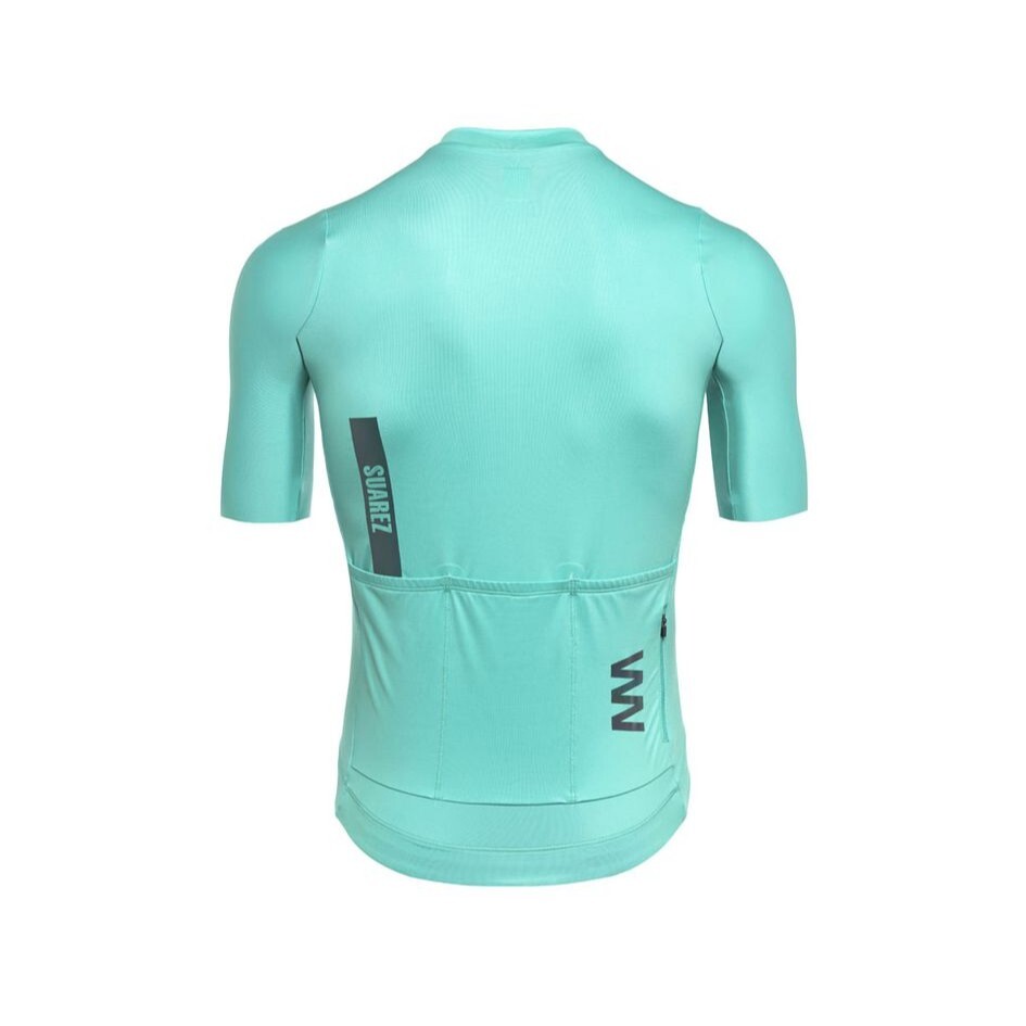 2025 Men’s Avant Solid Cream Turquoise Short Sleeve Cycling Jersey by Suarez