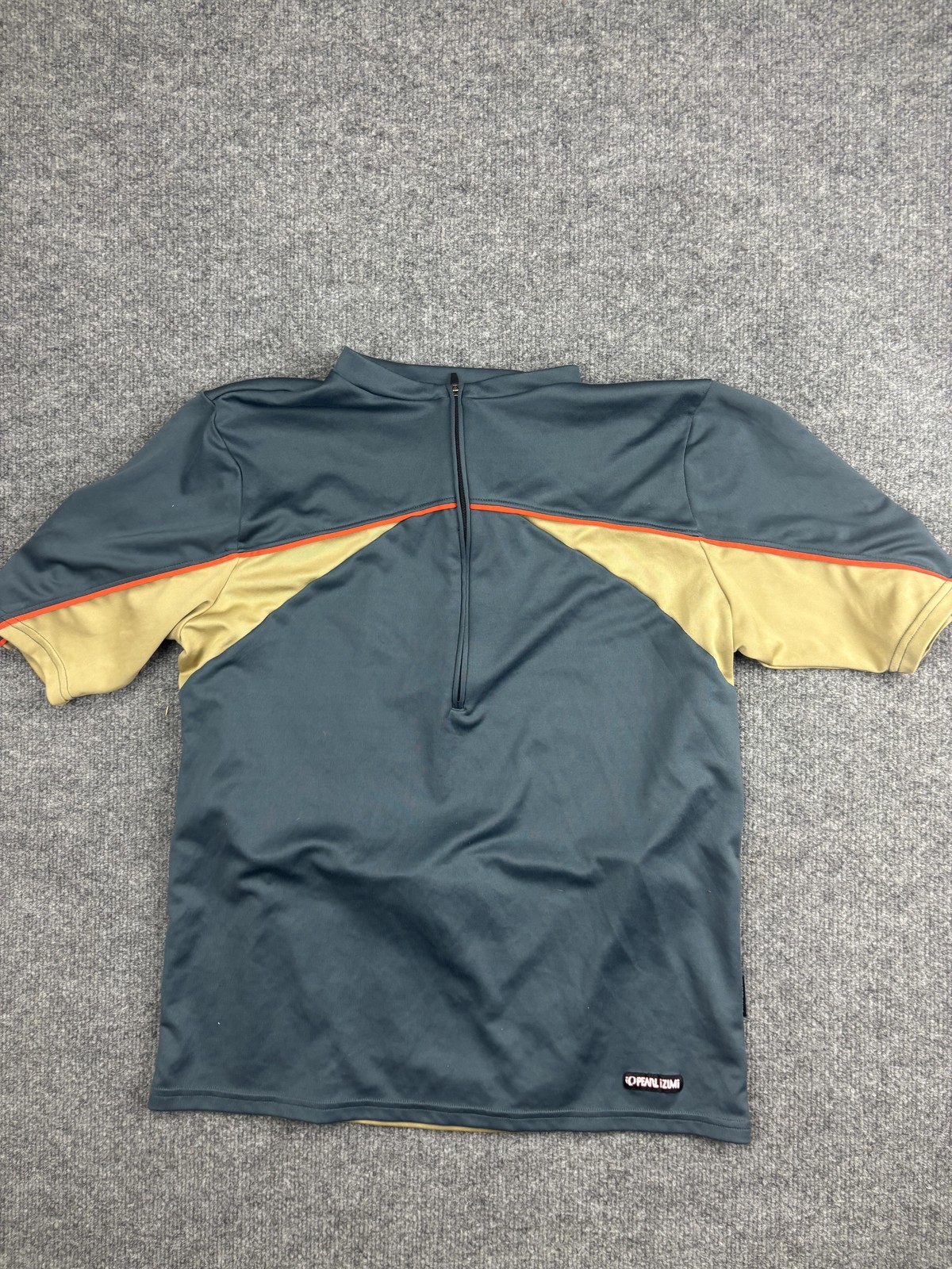 Pearl Izumi Cycling Jersey Mens Medium Blue Tan 1/2 Zip Short Sleeve Bike Shirt