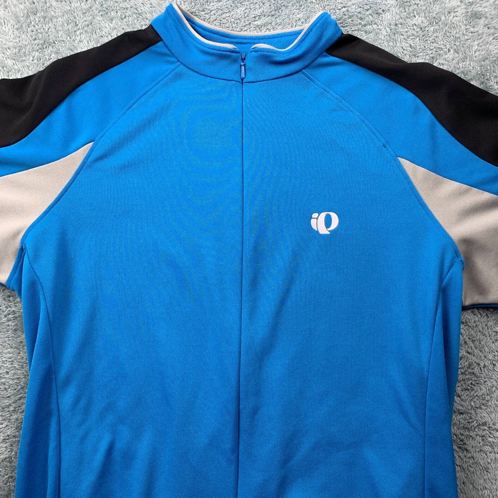 Medium Pearl Izumi Cycling Jersey Mens Blue Black Gray 3/4 Zip Short Sleeve S3