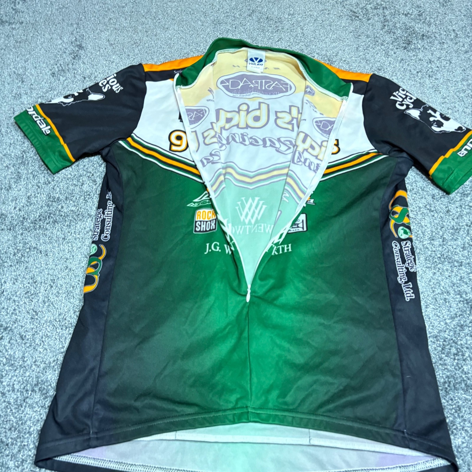 Voler Guy’s Bicycles Racing Cycling Jersey Men’s 2XL Full Zip USA Sponsor