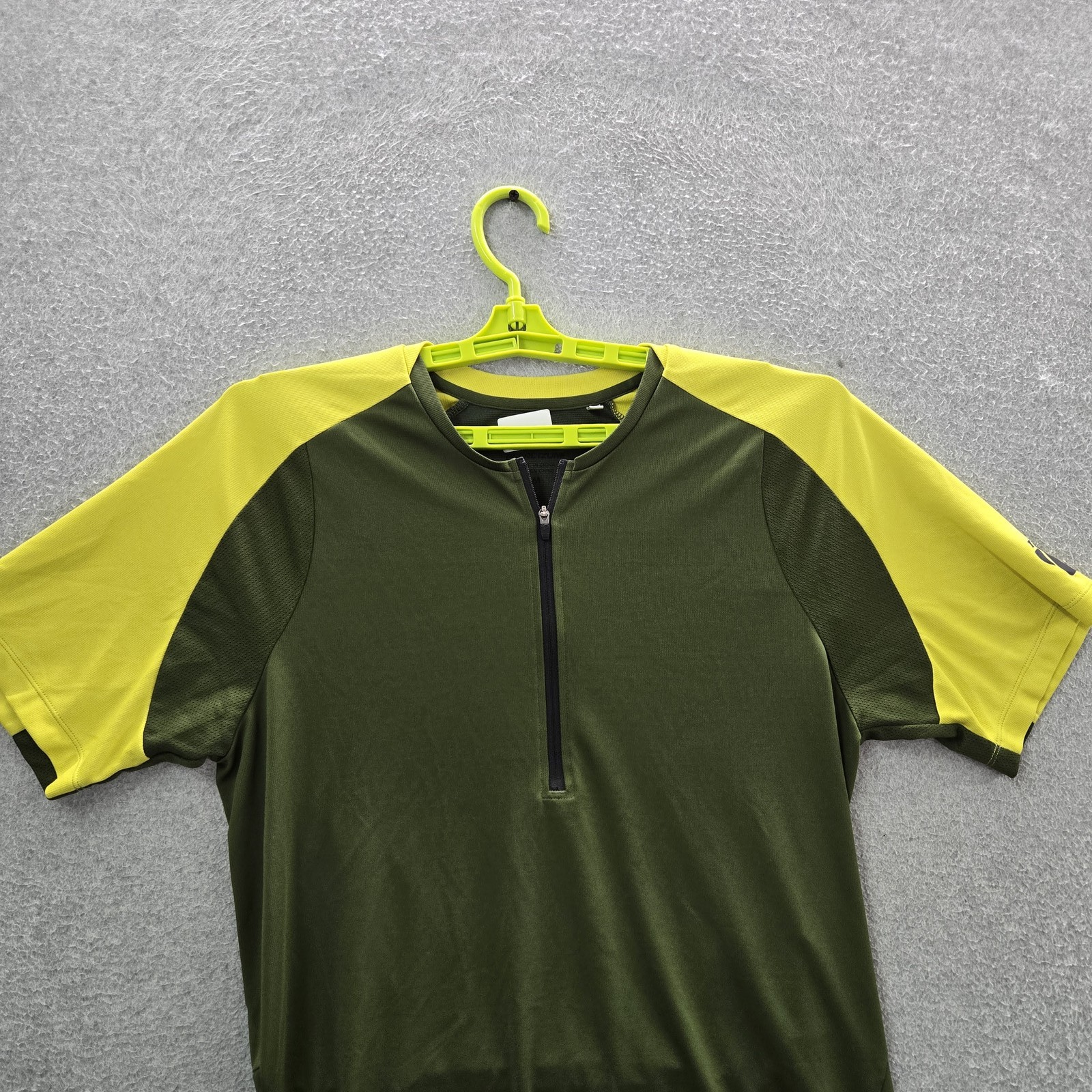 Pearl Izumi Men Jersey M Green Colorblock Quarter Zip Cycling Zipper