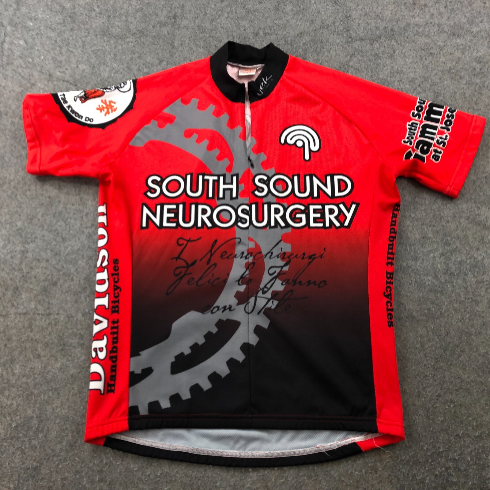 JEK Sports Cycling Jersey Adult Large Black Red Full Zip Biking