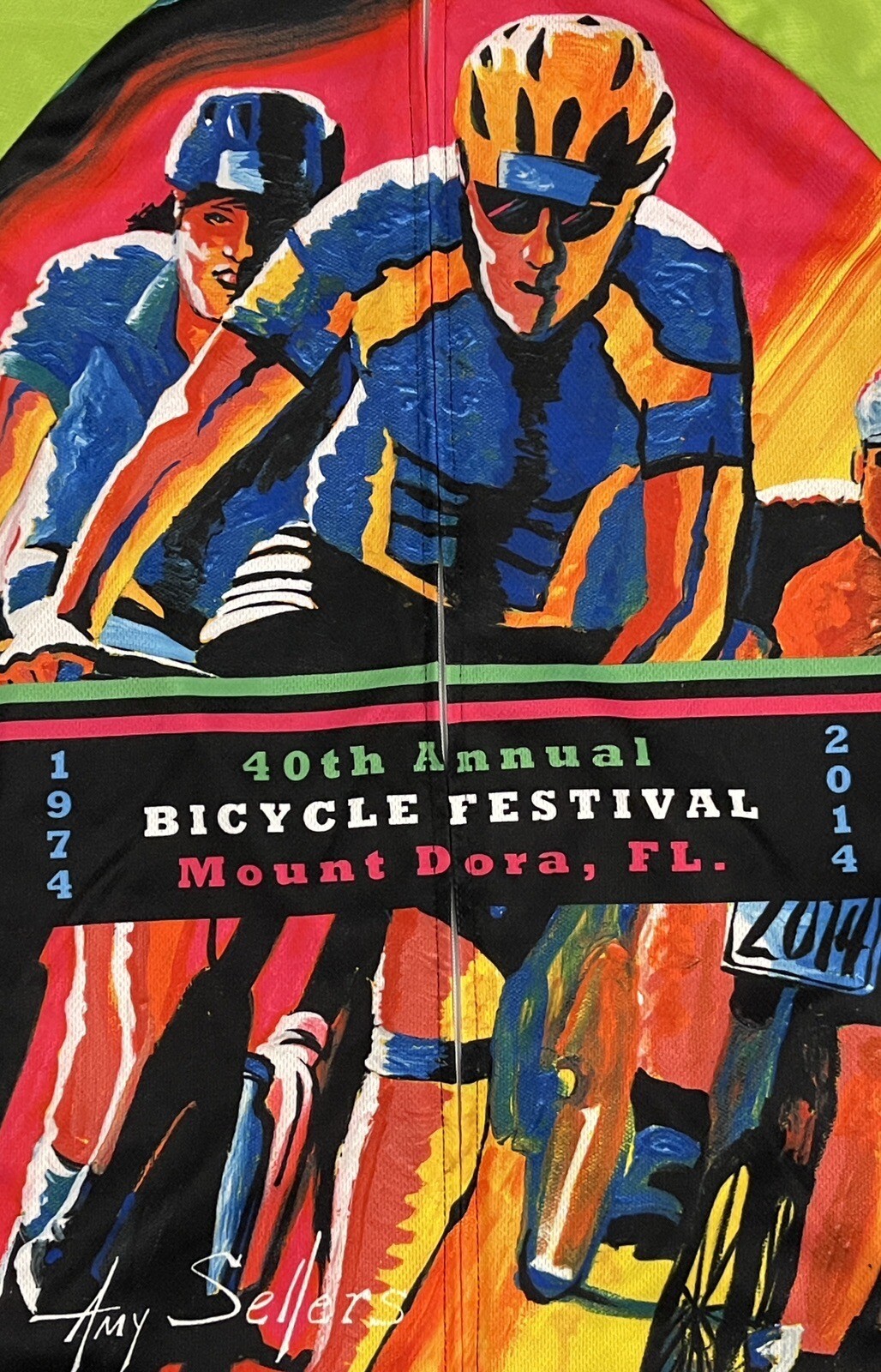 Women’s Primal Road Bike Festival Florida Amy Sellers Art Cycling Jersey Large