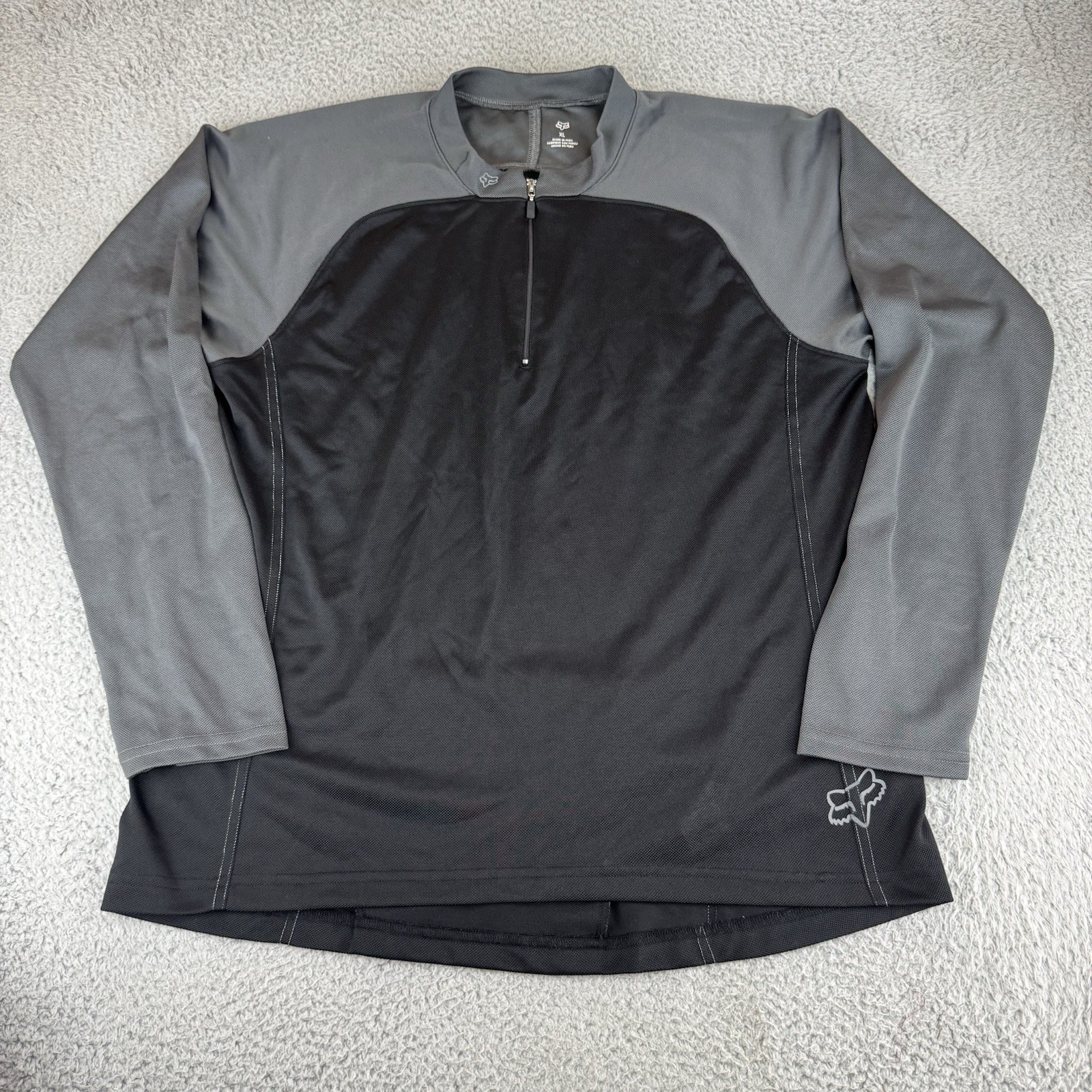 Vintage Fox Cycling Jersey Mens Xl Black Gray Long Sleeve Full Zip Pockets y2k