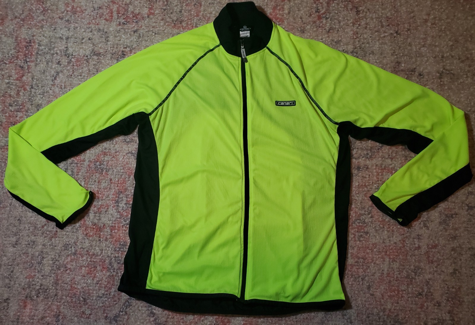 Canari Neon Green/Black Cycling Shirt-Full Zip-3 Rear Pockets-Men’s Size XL-GUC