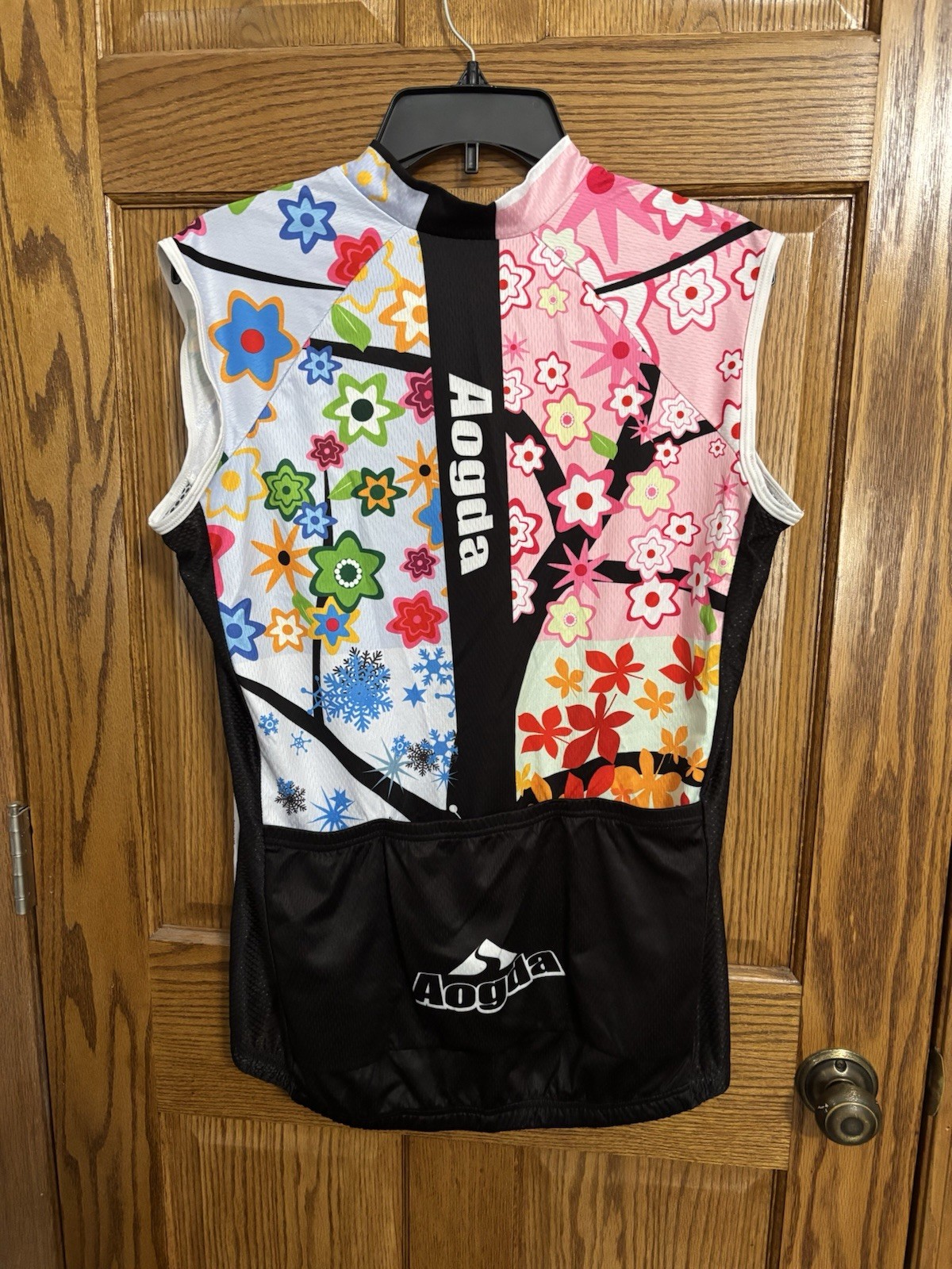 Aogda Women’s Cycling Jersey Large, Full Zip, Vibrant Floral Print NWOT