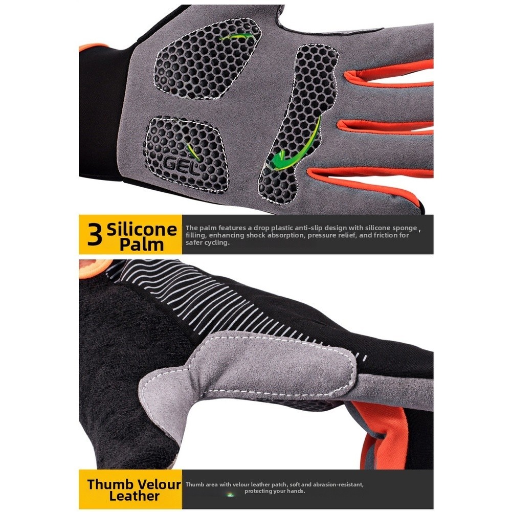Breathable Touchscreen Cycling Gloves Full Finger Silicone Palm Anti Slip Grip