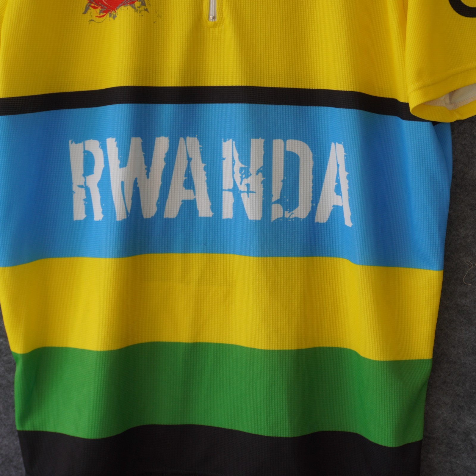 Nimblewear Rwanda Cycling Jersey XL Yellow Blue Short Sleeve Polyester 50 Mile R