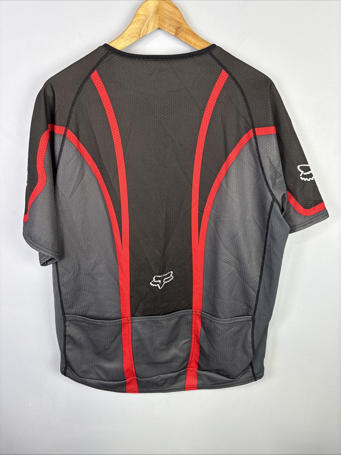 Fox Racing Jersey Mens XXL Red Black Cycling 3/4 Zip Short Sleeve Y2K