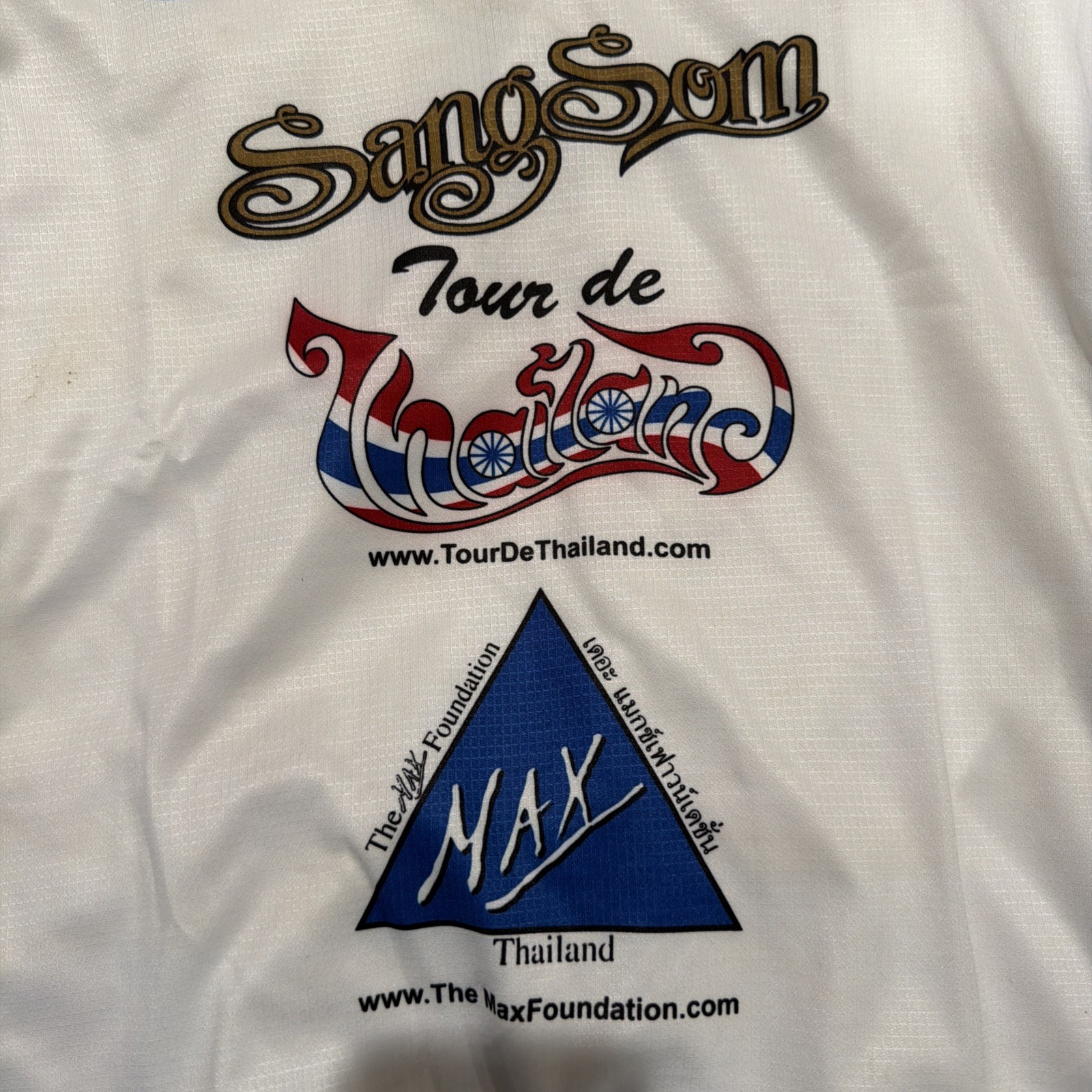 FBT Tour de Thailand mens size Large Cycling Shirt White Red And Blue
