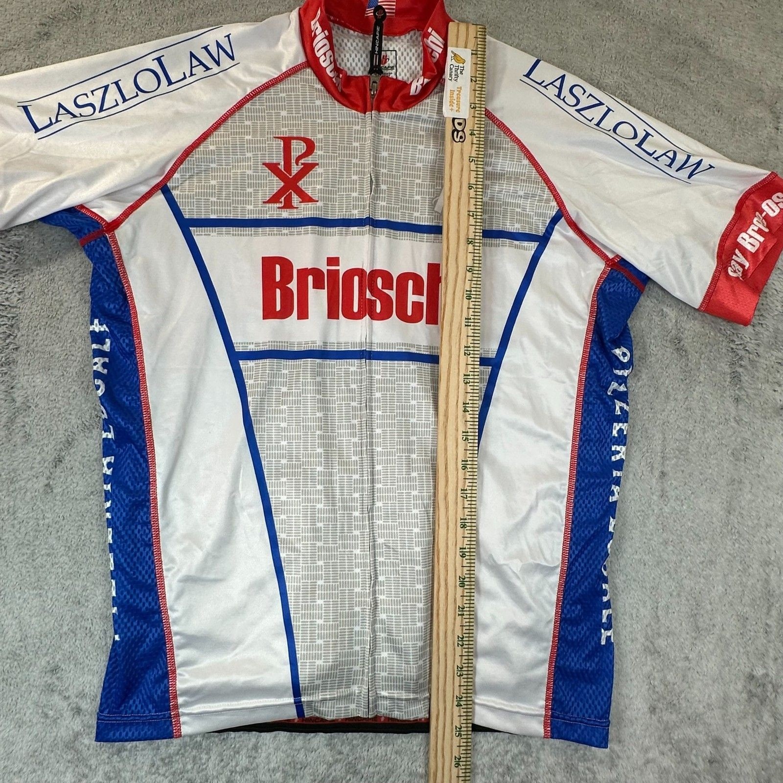 Hincapie Sportswear Brioschi Cycling Jersey Men’s XL White Red Blue Full Zip