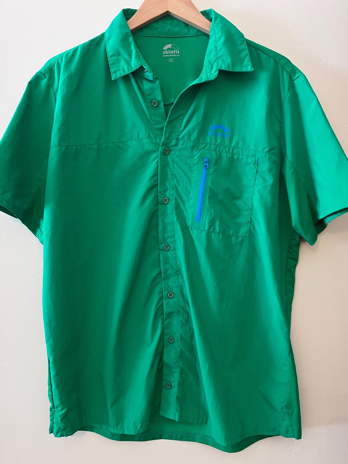 Skinfit Men’s Alvera Travel Shirt Sport Short Sleeve Button Stretch Green XL