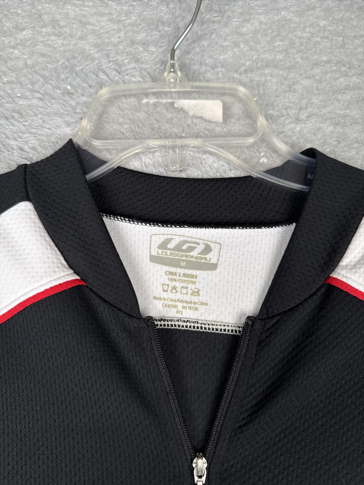 Louis Garneau Cycling Jersey Mens Medium Black Short Sleeve Zip Pockets CIMA 2