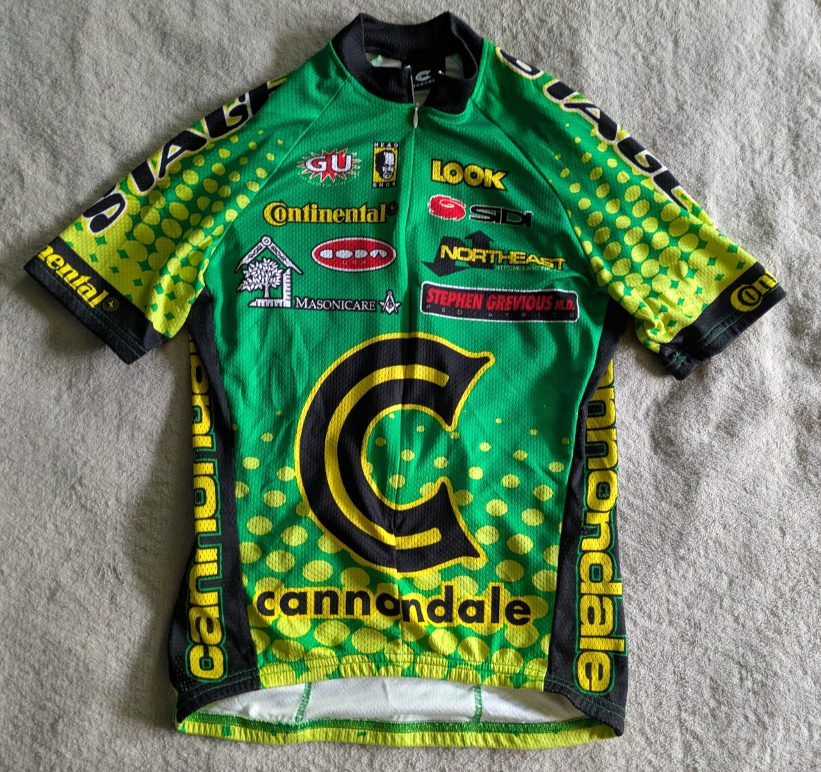 CANNONDALE Cycling Jersey Mens S Small Bicycle Green Black Yellow