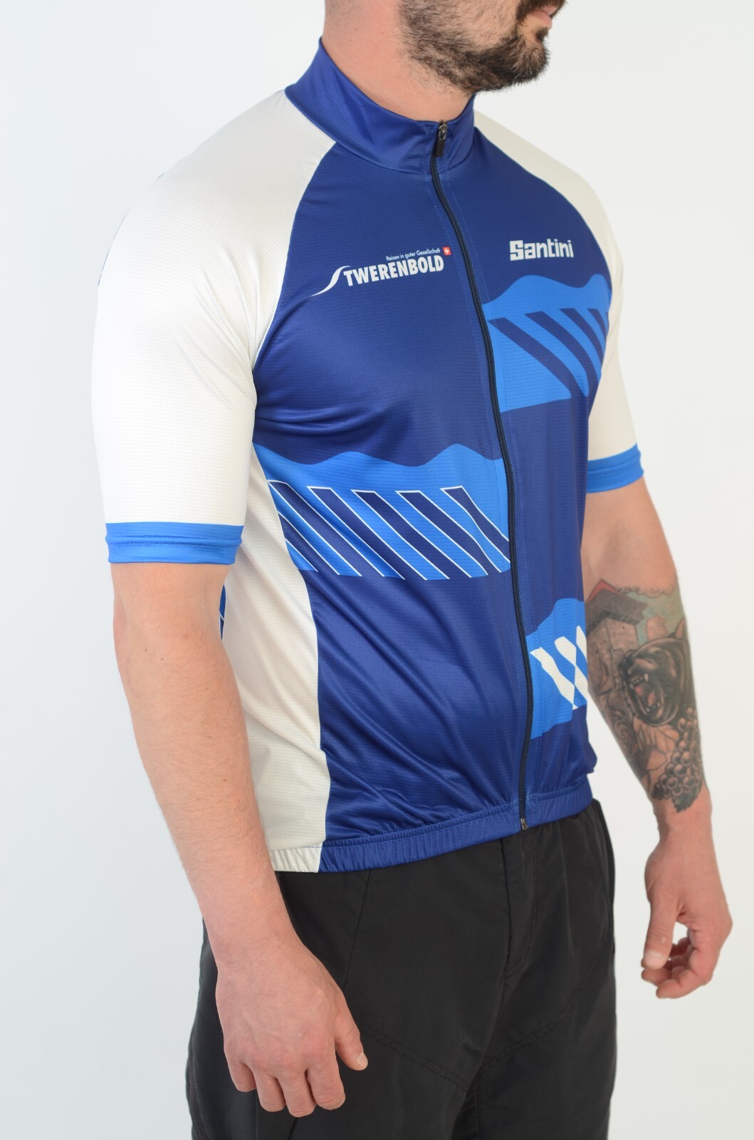 Santini SMS Men’s Blue Full Zip Cycling Jersey Size XL-XXL Made in Albania