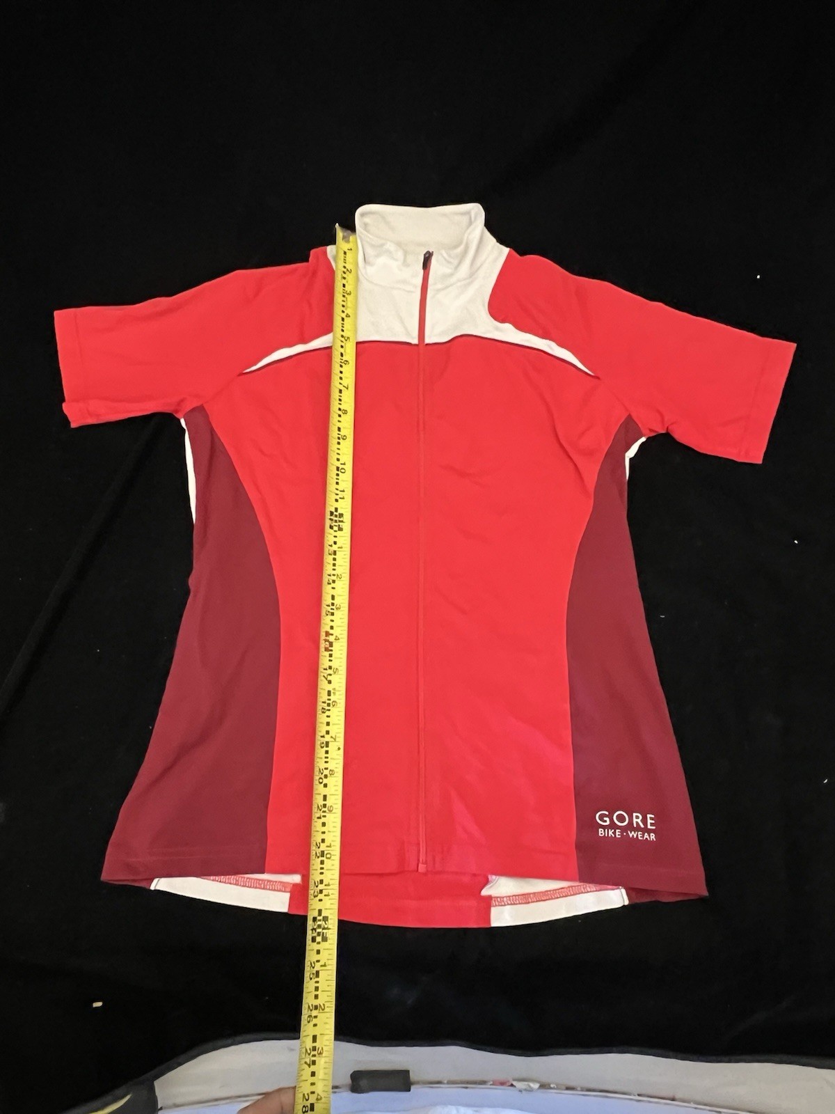 Gore Bike Wear 1/4 Zip Cycling Jersey Womens 36 Red White Maroon