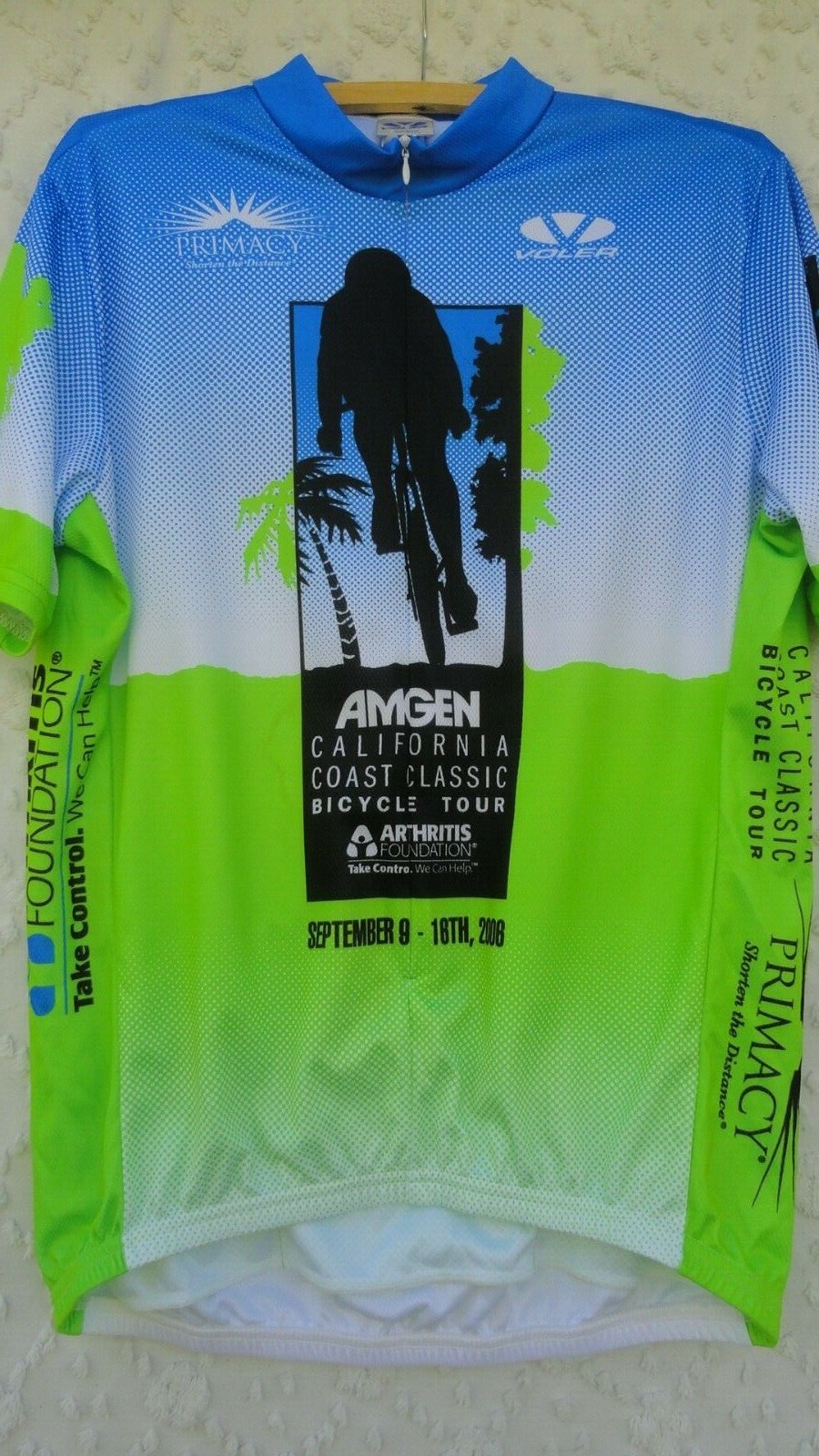 Voler Cycle Jersey Men’s XL Poly Green Blue Black White California Classic MINT