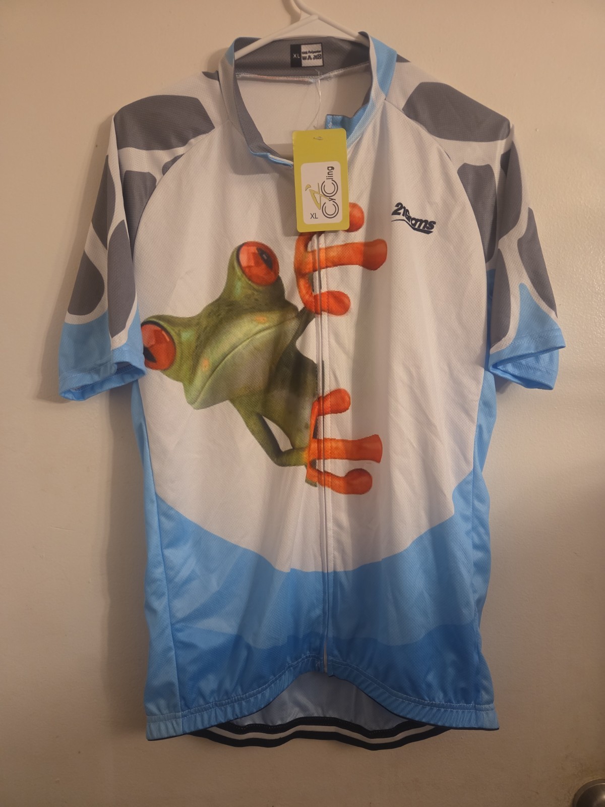 NEW NWT 21Grams Cycling Jersey XL Short Sleeve Animal Graphic Full Zip Frog