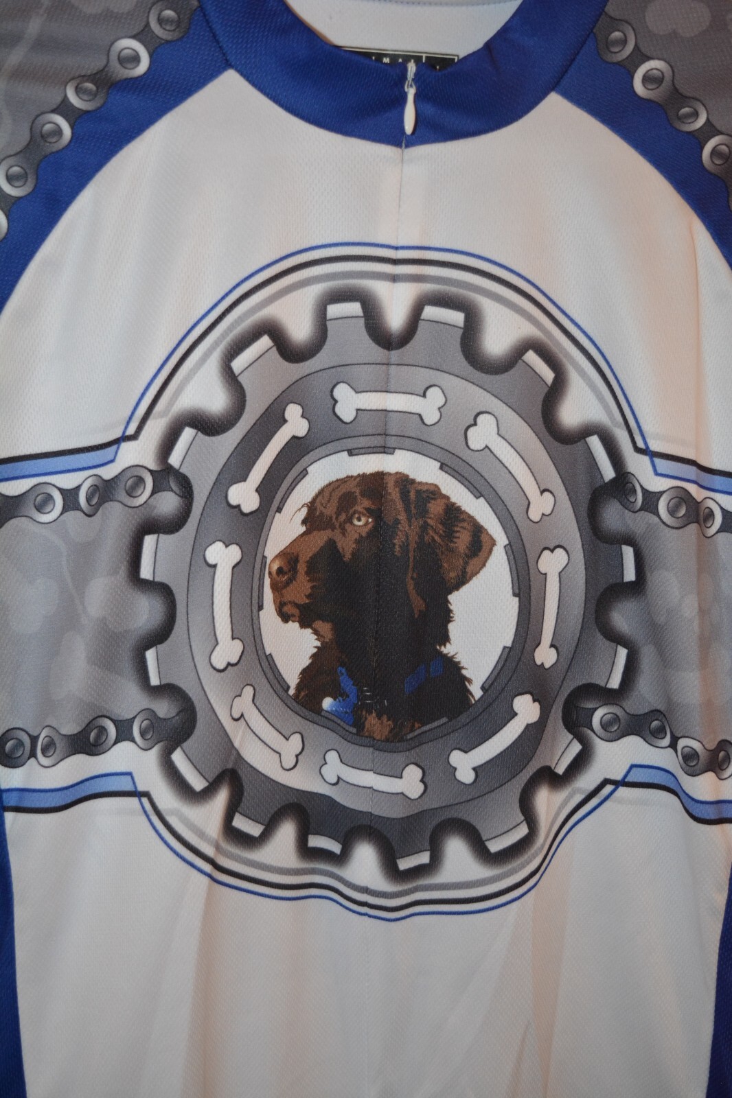 Primal Wear Lab Puppy Dog Animal Chain Sprocket Bicycle Cycling Race Jersey SZ L