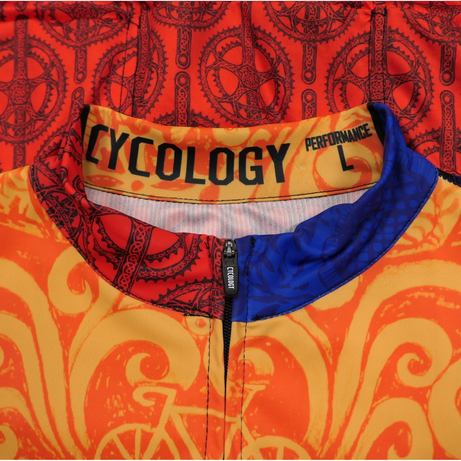 Cycology Performance Mens Large Cycling Jersey Full Zip Multi Color Geometric L